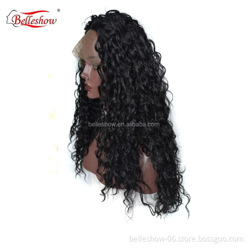 Hot sell wholesale black small curly long curly hair lady wig  cheap lace front wig black long curly hair wigs